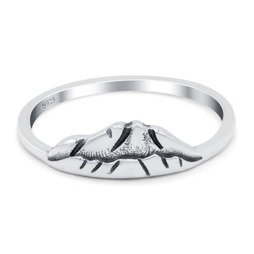 Mountains Oxidized Band Solid 925 Sterling Silver Thumb Ring (6mm)